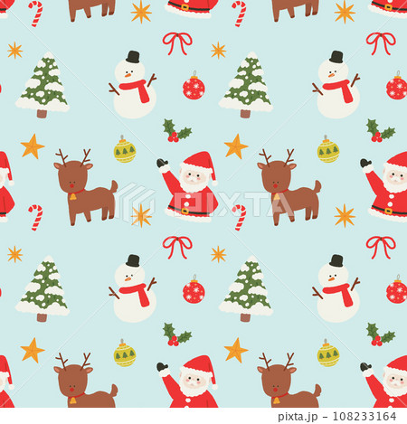 Hand-drawn Christmas Illustration Seamless Pattern 108233164