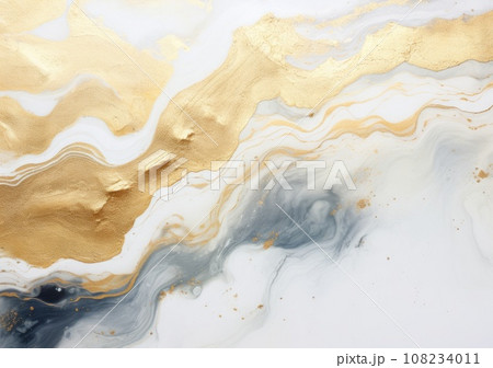 Luxury Gold Marble texture background. Panoramic Marbling texture design for Banner, invitation, wallpaper, headers, website, print ads, packaging design template. AI Generative. 108234011