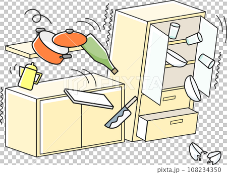 地震後廚房因掉落物而處於危險狀態。 108234350