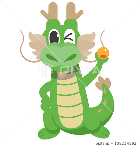 かわいいドラゴンのキャラクターのイラスト_ 笑顔 かわいいドラゴンのキャラクターのイラスト_ 笑顔 108234392