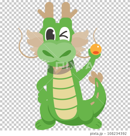 かわいいドラゴンのキャラクターのイラスト_ 笑顔 かわいいドラゴンのキャラクターのイラスト_ 笑顔 108234392