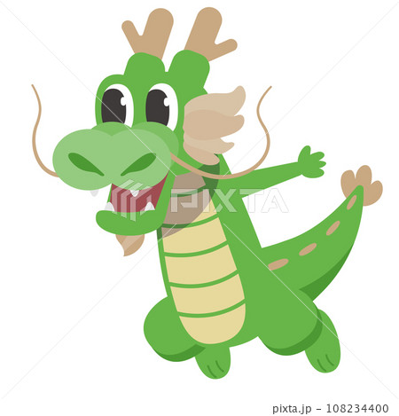 かわいいドラゴンのキャラクターのイラスト_ 飛ぶ かわいいドラゴンのキャラクターのイラスト_ 飛ぶ 108234400