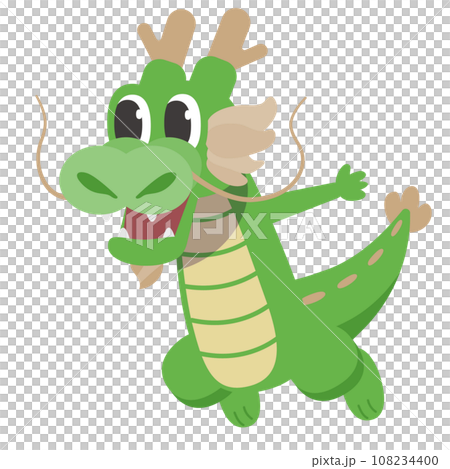 かわいいドラゴンのキャラクターのイラスト_ 飛ぶ かわいいドラゴンのキャラクターのイラスト_ 飛ぶ 108234400