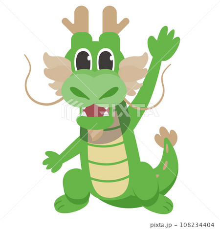 かわいいドラゴンのキャラクターのイラスト_ 挨拶 かわいいドラゴンのキャラクターのイラスト_ 挨拶 108234404