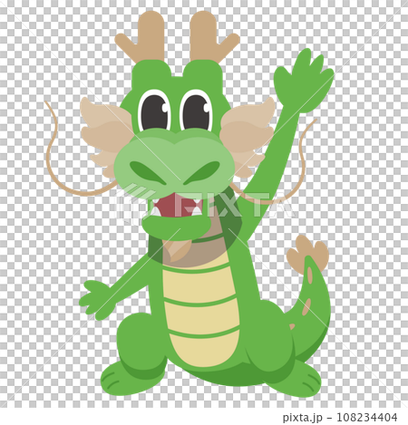 かわいいドラゴンのキャラクターのイラスト_ 挨拶 かわいいドラゴンのキャラクターのイラスト_ 挨拶 108234404