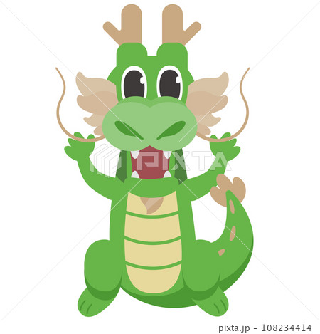 かわいいドラゴンのキャラクターのイラスト_ 笑顔 かわいいドラゴンのキャラクターのイラスト_ 笑顔 108234414