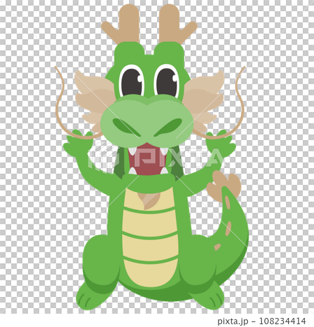 かわいいドラゴンのキャラクターのイラスト_ 笑顔 かわいいドラゴンのキャラクターのイラスト_ 笑顔 108234414
