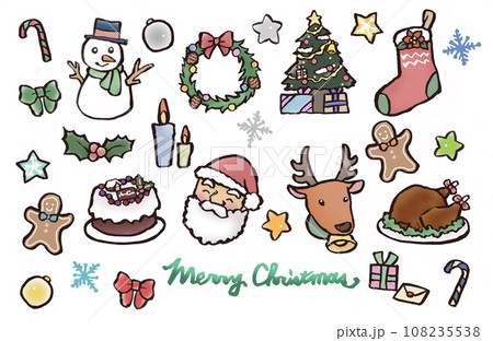 クリスマスのかわいいイラストセット クリスマスのかわいいイラストセット 108235538