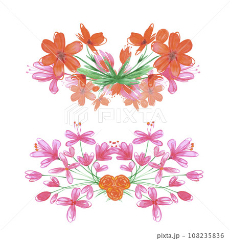 Hand drawn watercolor abstract daisy flowers bouquet isolated on white background. Can be used for cards, label, poster and other printed products. 108235836