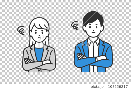 A set of business people men and women who pose with their arms crossed [person vector illustration material] 108236217