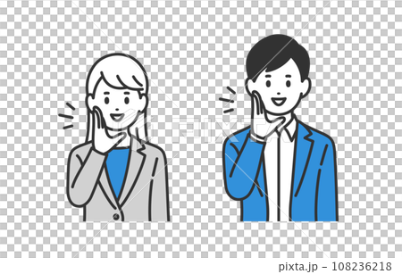 呼びかけのポーズをするビジネスパーソン男女のセット【人物ベクターイラスト素材】 呼びかけのポーズをするビジネスパーソン男女のセット【人物ベクターイラスト素材】 108236218