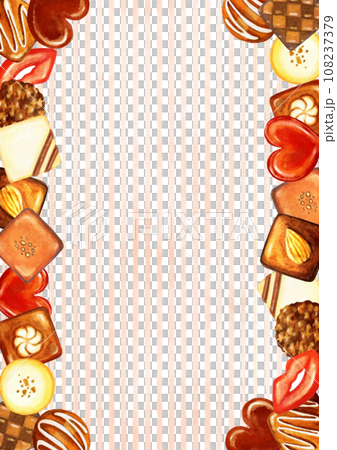 チョコレートとストライプ柄の背景 チョコレートとストライプ柄の背景 108237379