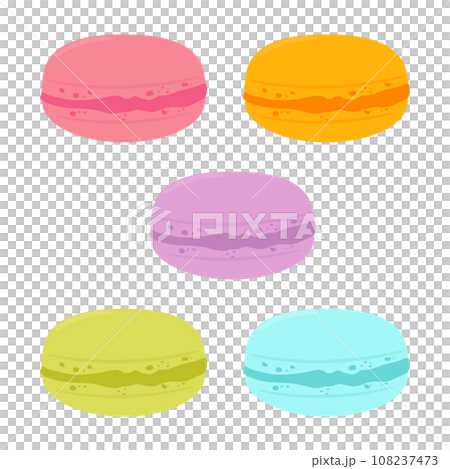 Set illustration of colorful macarons. Vector illustration. 108237473