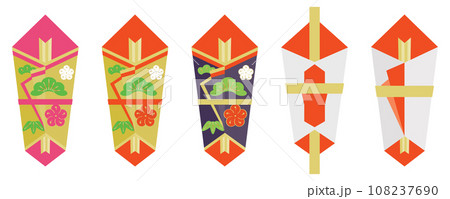 日本のかわいい熨斗のセット 108237690