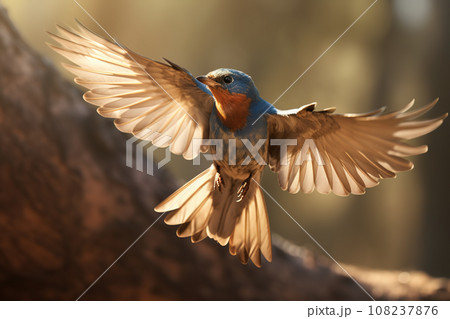 Image of barn swallow is flying in the forest. Birds., Wildlife Animals. 108237876