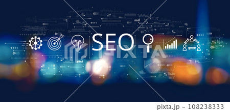 SEO concept with blurred city at night 108238333