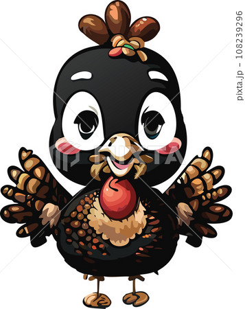 Festive Cute Thanksgiving Turkey Cartoon, AI Generated 108239296