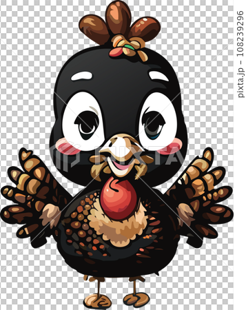 Festive Cute Thanksgiving Turkey Cartoon, AI Generated 108239296