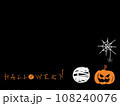 Painting of Halloween pumpkin, mummy, spider web and spider on black background, Halloween background 108240076