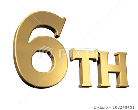 3DCG文字「6th /6番目」ゴールド,金 108240401