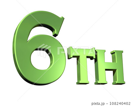 3DCG文字「6th /6番目」グリーン,緑 108240402