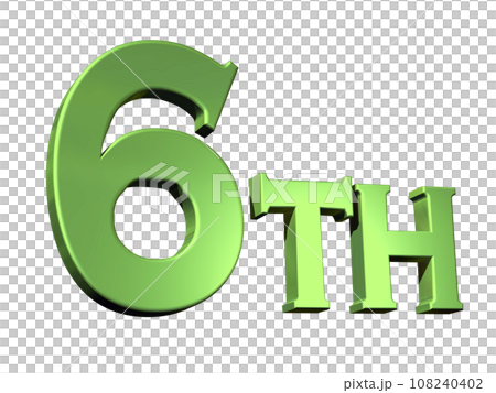 3DCG文字「6th /6番目」グリーン,緑 108240402