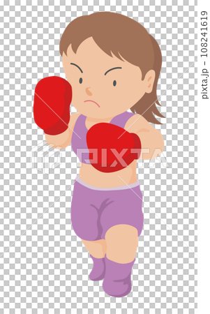 左フックを打つ女子ボクサー 108241619