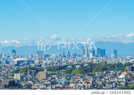城山公園のスカイワードあさひから見た名古屋市中心部方面の展望 108241980