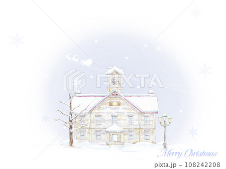 かわいいクリスマスカード 札幌時計台 かわいいクリスマスカード 札幌時計台 108242208