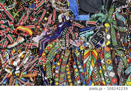 Colorful traditional jewelry of Masai tribe, Africa 108242239