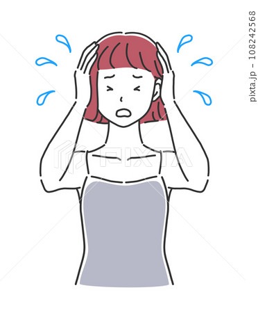 困った表情で頭を抱える女性のイラスト素材 困った表情で頭を抱える女性のイラスト素材 108242568