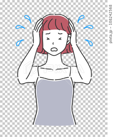 困った表情で頭を抱える女性のイラスト素材 困った表情で頭を抱える女性のイラスト素材 108242568