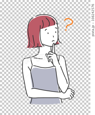 Illustration material of a woman with a questionable expression and pose Illustration material of a woman with a questionable expression and pose 108242576