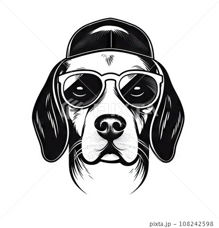 Cool Dog Eyeglasses Isolated, Funny Dogs for Print, AI Generative Illustration 108242598