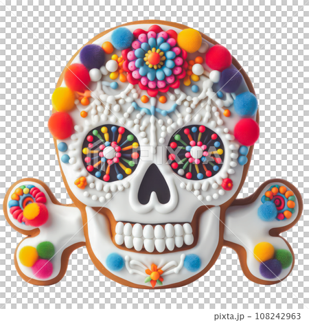 cute Halloween skull gingerbread. cute Halloween skull gingerbread. 108242963