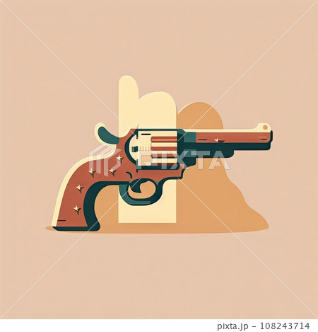 Vintage Revolver Flat Icon, Wild West Handgun, Retro Weapon, Cowboy Gun 108243714