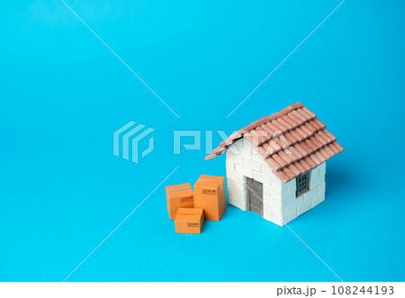 House and boxes. Home delivery of purchases. Home moving services. Online orders. House and boxes. Home delivery of purchases. Home moving services. Online orders. 108244193