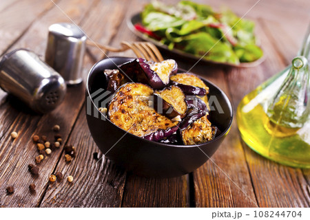 fried egg plant with Chinese chili sauce bowl fried egg plant with Chinese chili sauce bowl 108244704