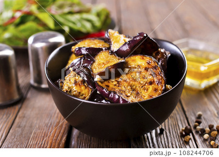fried egg plant with Chinese chili sauce bowl fried egg plant with Chinese chili sauce bowl 108244706