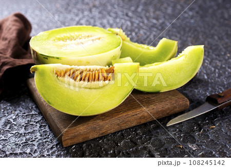 slice of japanese melons, orange melon or cantaloupe melon slice of japanese melons, orange melon or cantaloupe melon 108245142