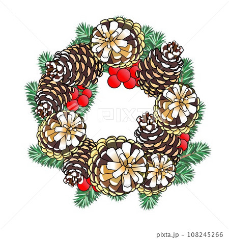 クリスマスリースのイラスト 108245266