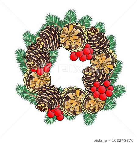 クリスマスリースのイラスト 108245270