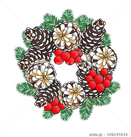 クリスマスリースのイラスト 108245610