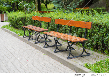 New Modern Bench in Park, Outdoor City Architecture, Wooden Benches, Outdoor Chair, Urban Public Furniture New Modern Bench in Park, Outdoor City Architecture, Wooden Benches, Outdoor Chair, Urban Public Furniture 108246777