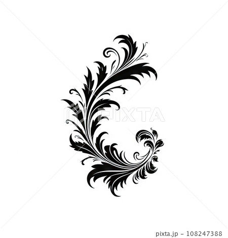 Baroque Victorian Frame Ornament, Floral Border, Baroque Decoration Element, Twin Icon, Filigree Flourish 108247388