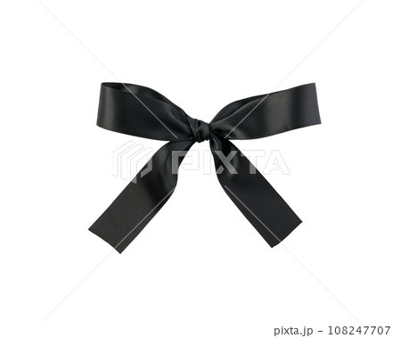 Black ribbon bow isolated on white background 108247707