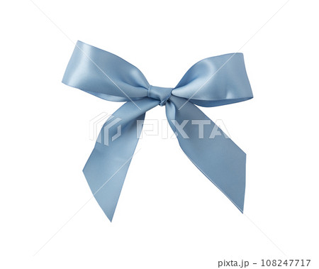 blue ribbon bow isolated on white 108247717