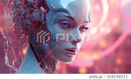 Ai android of Futuristic. A humanoid robot with cinematic lighting. Artificial Intelligence Concept. Generative Ai. Ai android of Futuristic. A humanoid robot with cinematic lighting. Artificial Intelligence Concept. Generative Ai. 108248521