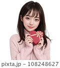 AIで生成したリボン付きのハートのバレンタインチョコの箱を持つ女の子 AIで生成したリボン付きのハートのバレンタインチョコの箱を持つ女の子 108248627
