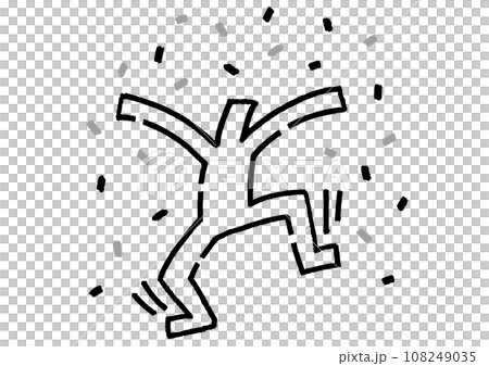 簡筆畫人物透過散落五彩紙屑來慶祝。 108249035